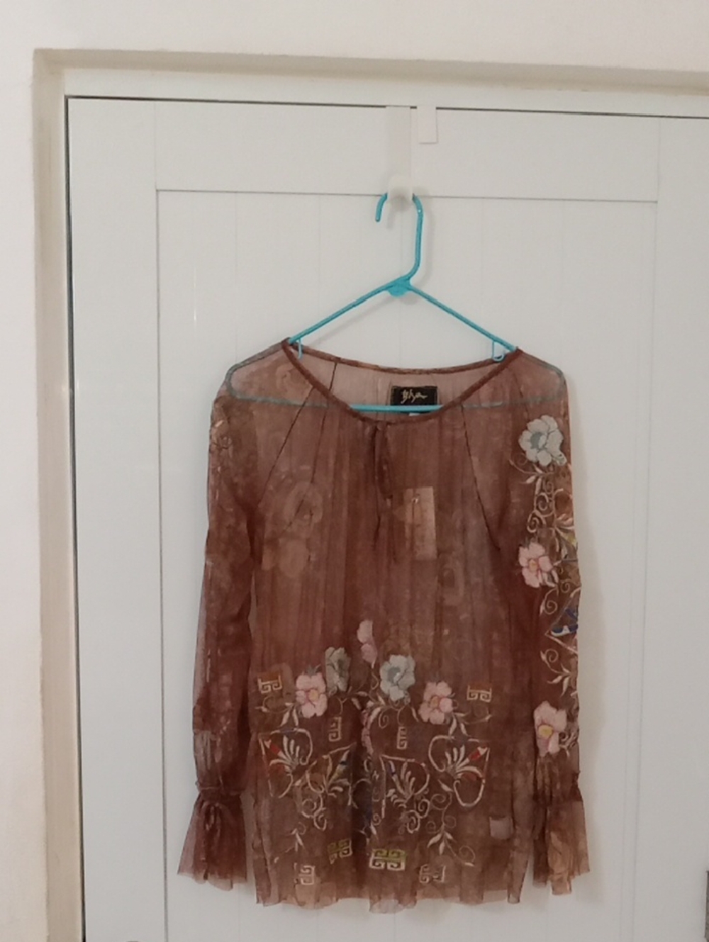 Johnny Was Biya Embroidered Mesh Top/Black Camisole New With Tags